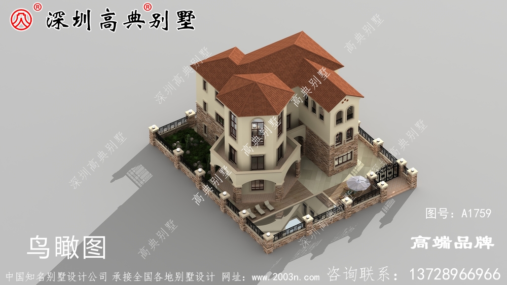 三层别墅户型图，专为农村设计，外观大气内部实用，造价不到65万
