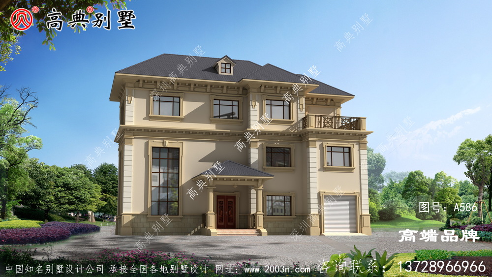 灰蓝色坡屋顶相结合，增添了更加丰富的气息