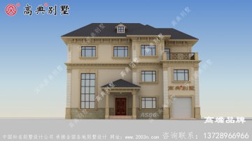 灰蓝色坡屋顶相结合，增添了更加