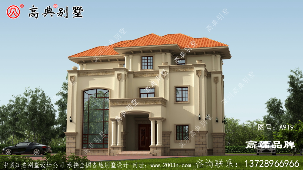 复式三层简欧别墅与家乡风景相得益彰契合感十足