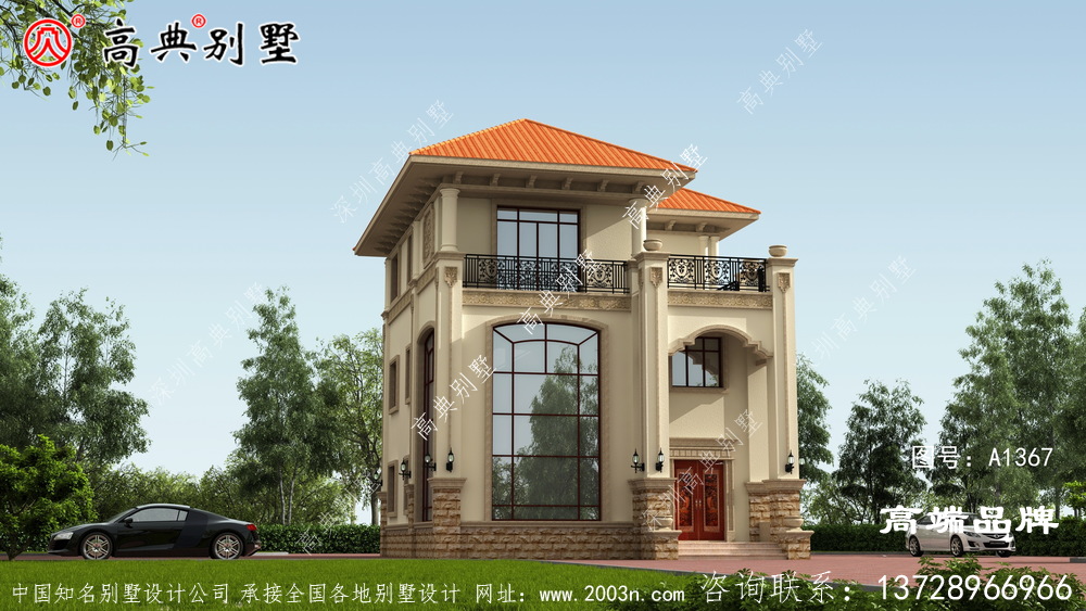整体色调非常温暖，玄关设计使别墅更具观赏性